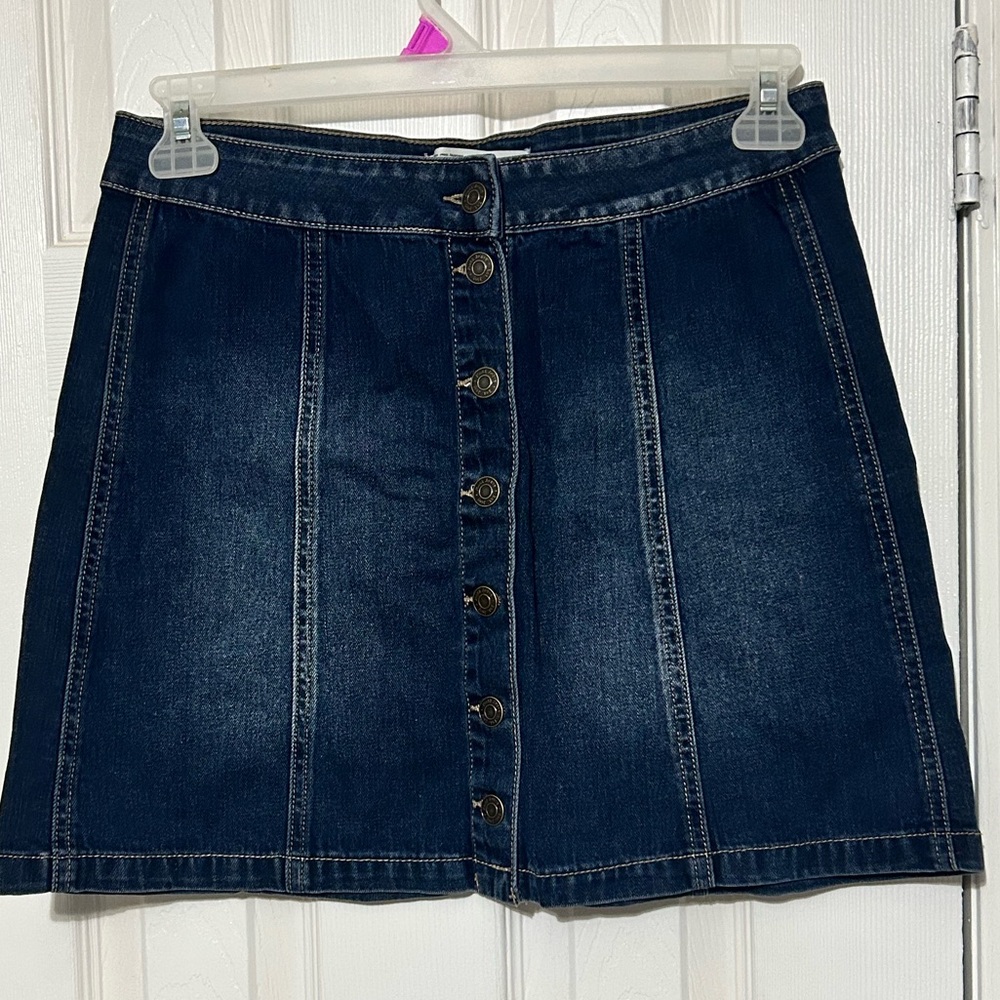 MUDD Y2K Blue A-line Jean Mini Skirt Dark Denim